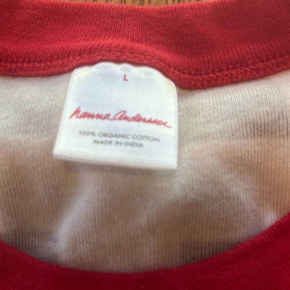 Hanna Andersson Women's Long John PJ Pajama Top Organic Cotton Black Cream L EUC - Picture 5 of 5